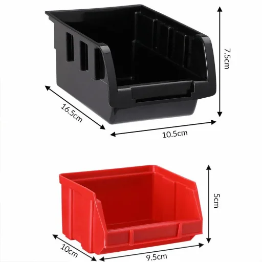 4x Werkzeugregal mit Stapelboxen 32 Stück - 2 Wandplatten von 32x38x2 cm