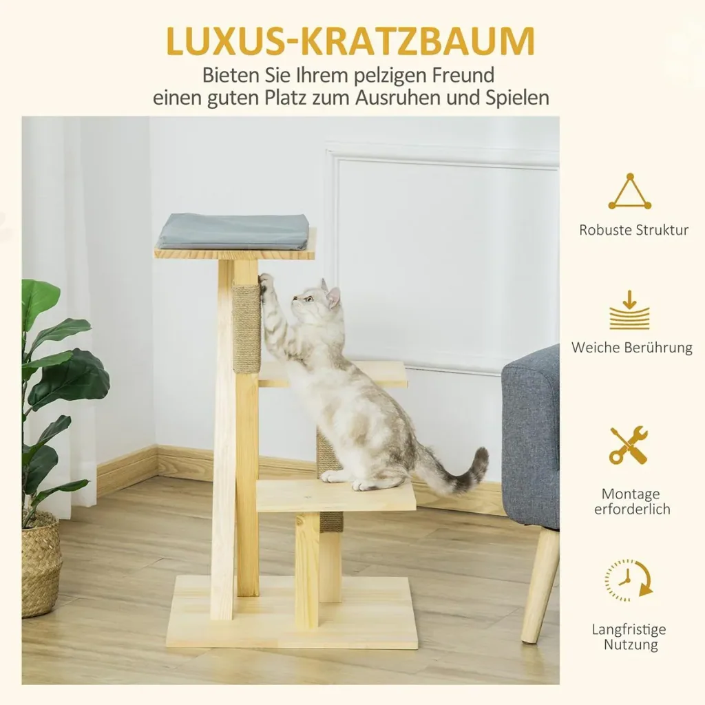 Kratzbaum aus Holz für drinnen und