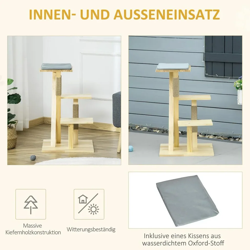 Kratzbaum aus Holz für drinnen und