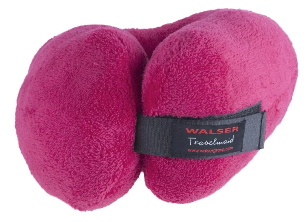 Nackenrolle Reisekissen Travelmaid aus weichem Fleece - kirschrot
