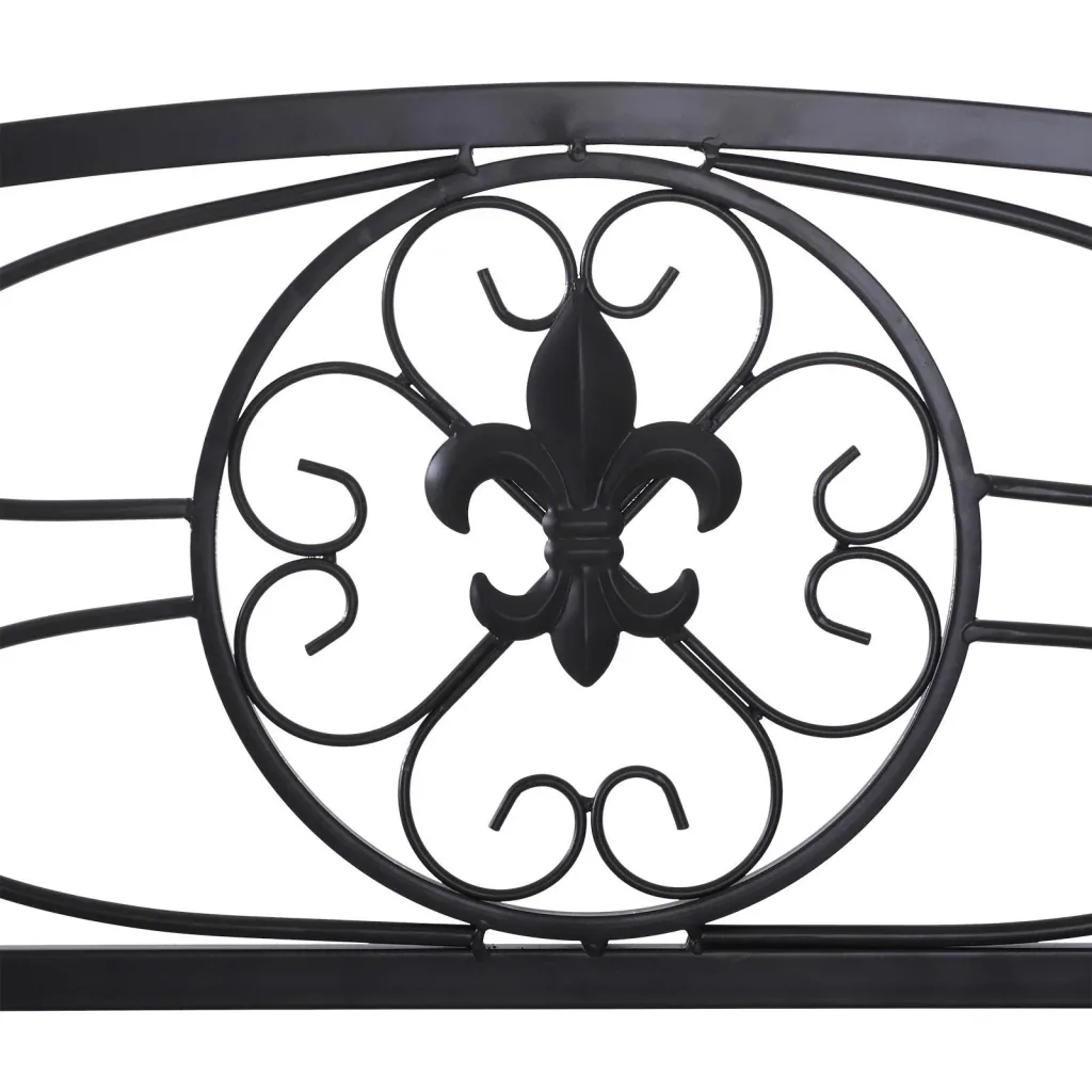 2-Sitzer Sitzbank Gartenbank mit Armlehne Metallbank Landhausstil Metall Schwarz 128 x 50 x 91 cm
