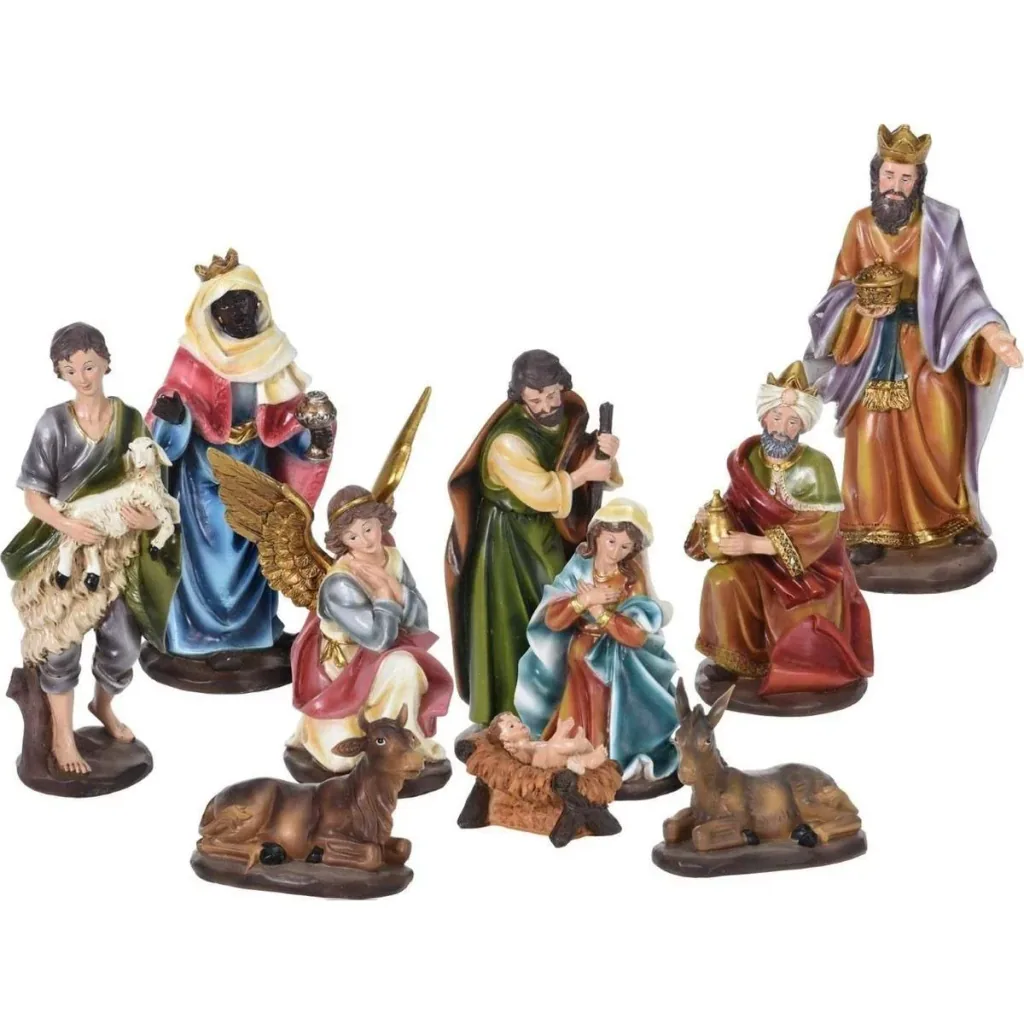 Krippenfiguren - Weihnachtsfiguren für die Krippe - Set mit 10 Stück - 8 bis 20 cm