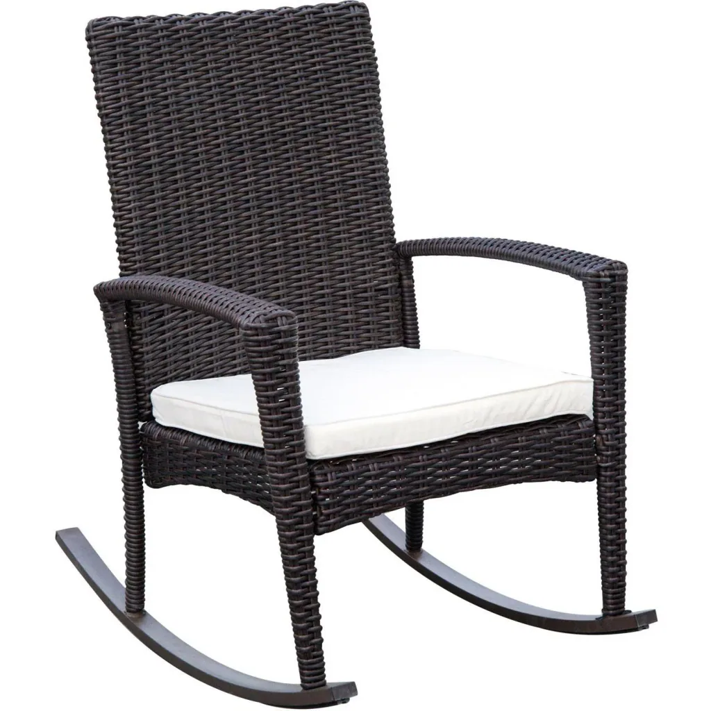 Schaukelstuhl Schwingsessel Polyrattan mit Kissen Braun