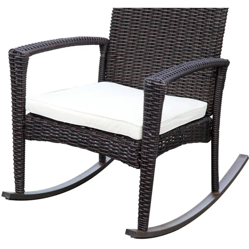 Schaukelstuhl Schwingsessel Polyrattan mit Kissen Braun