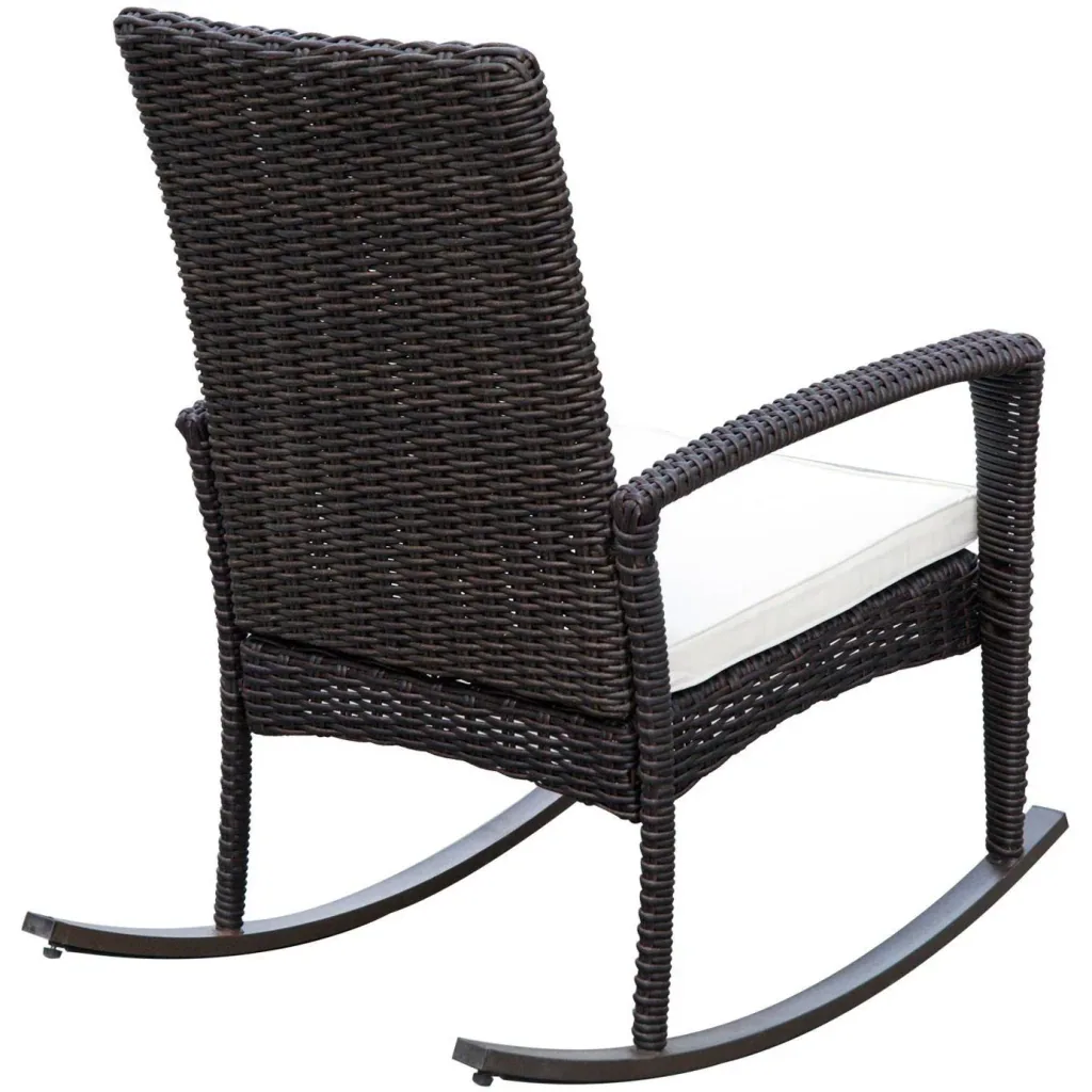Schaukelstuhl Schwingsessel Polyrattan mit Kissen Braun