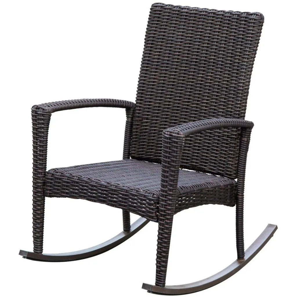 Schaukelstuhl Schwingsessel Polyrattan mit Kissen Braun