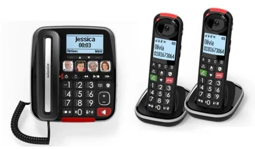 Senioren-Schnurlos-Telefon DUO + schnurgebundenenes Telefon mit großen Tasten und hörgerätekompatibel