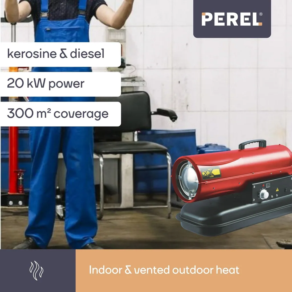 Diesel-Heißluftheizer 20 kW, tragbarer Industrieheizer mit Thermostat für Werkstatt, Garage und Baustelle