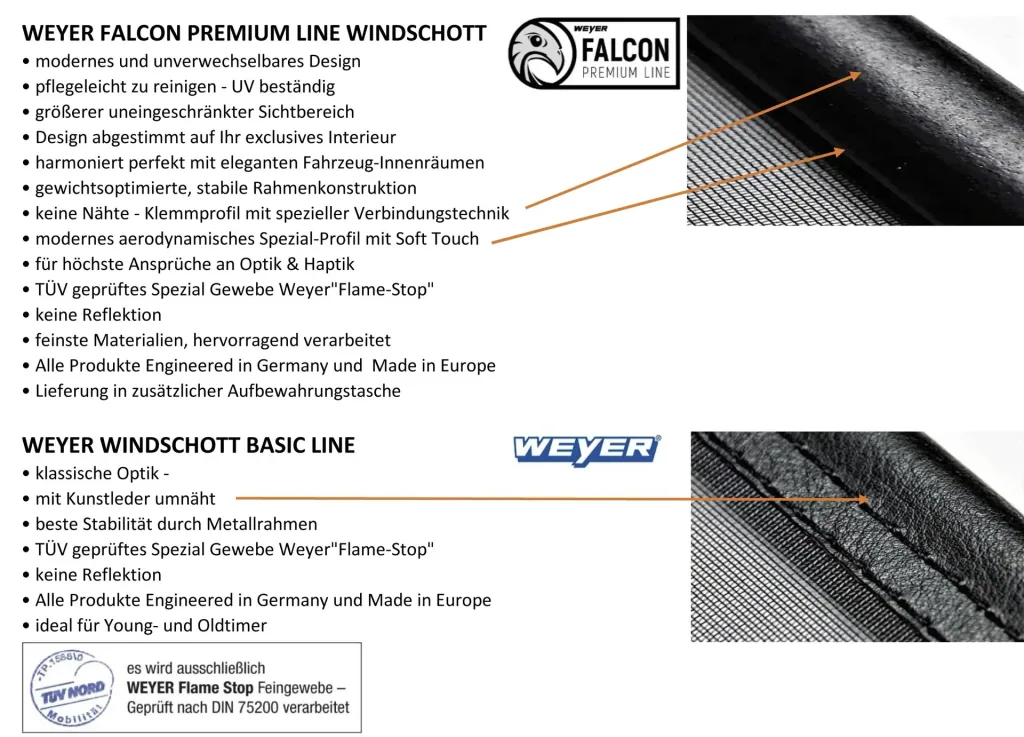 Cabrio Windschott - Premium-Line BMW 3-er E30, Baujahr 1985-1993