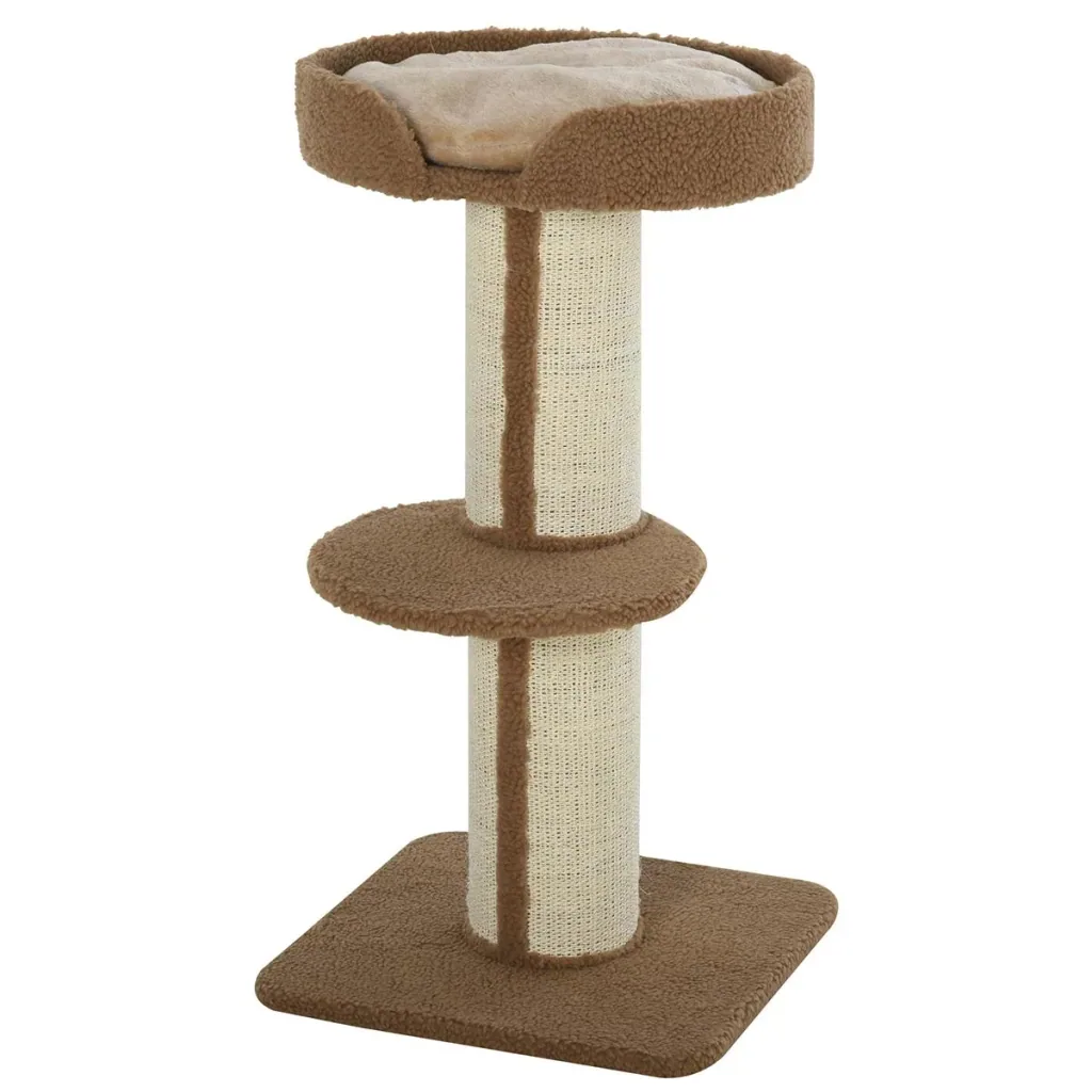 Katzenbaum Spielbaum Kratzstamm mit Plattform Sisal E1 Spanplatte Plüsch Hellbraun 45 x 45 x 91 cm