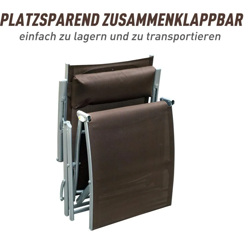 Sonnenliege Strandliege Gartenliege Relaxliege klappbar mit Kissen Braun 137 x 63,5 x 100,5 cm