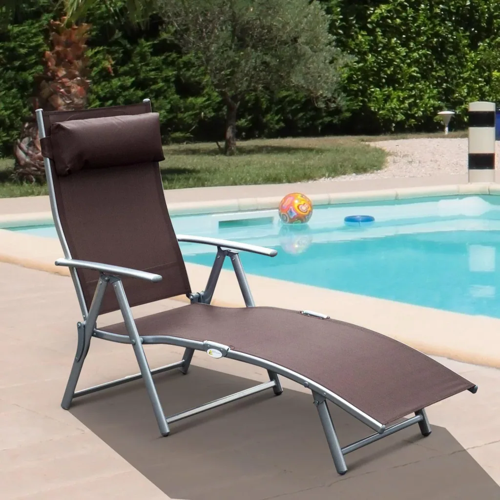 Sonnenliege Strandliege Gartenliege Relaxliege klappbar mit Kissen Braun 137 x 63,5 x 100,5 cm