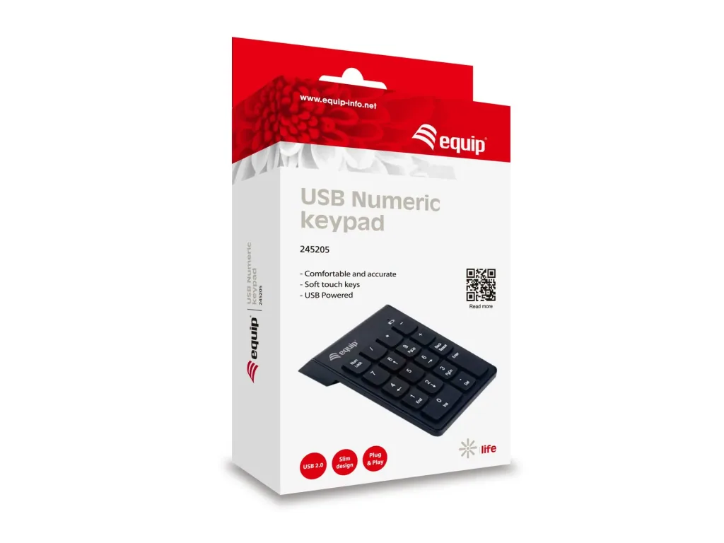 USB Nummernblock Keypad 245205, Plug-and-Play, schwarz
