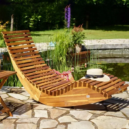 Ergonomische bequeme Liege Schaukel für Garten - Akazienholz FSC zertifiziert - 150x60x93cm