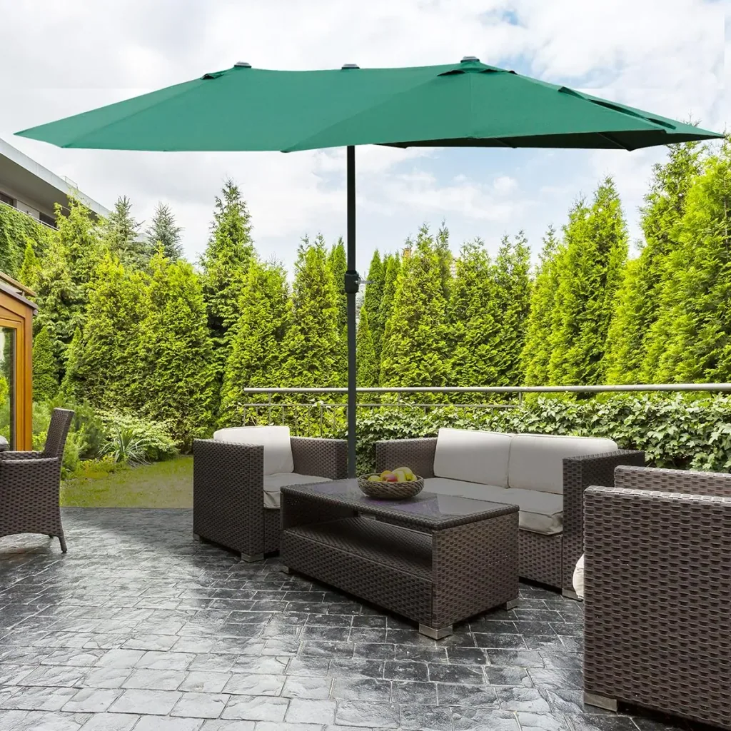 Doppel-Sonnenschirm mit Handkurbel dunkelgrün