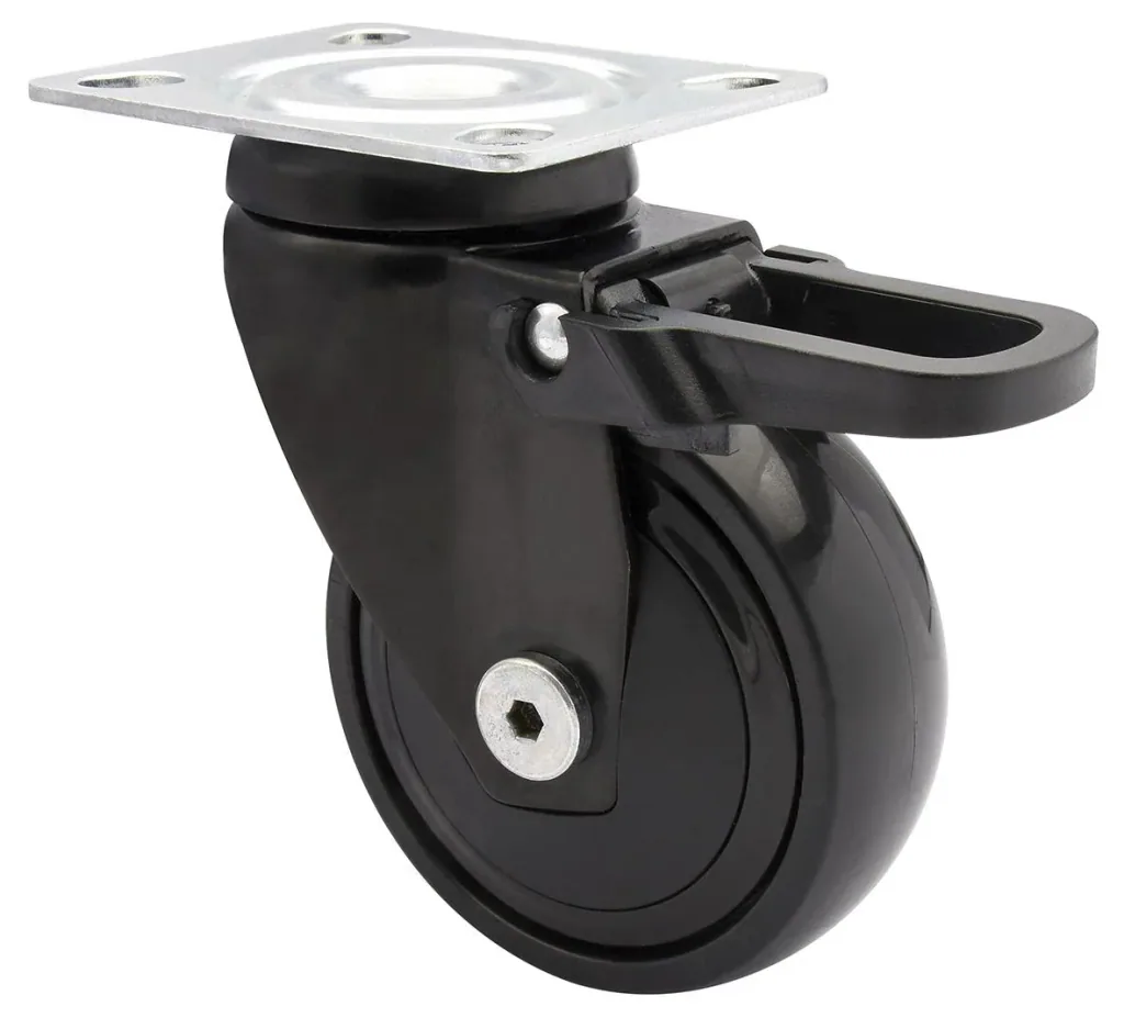 Design 3C Lenkrollen 4 teiliges Set - Ø 75 mm, soft, schwarz, 2 Rollen mit & 2 ohne Feststeller, Tragkraft 75 kg / Rolle