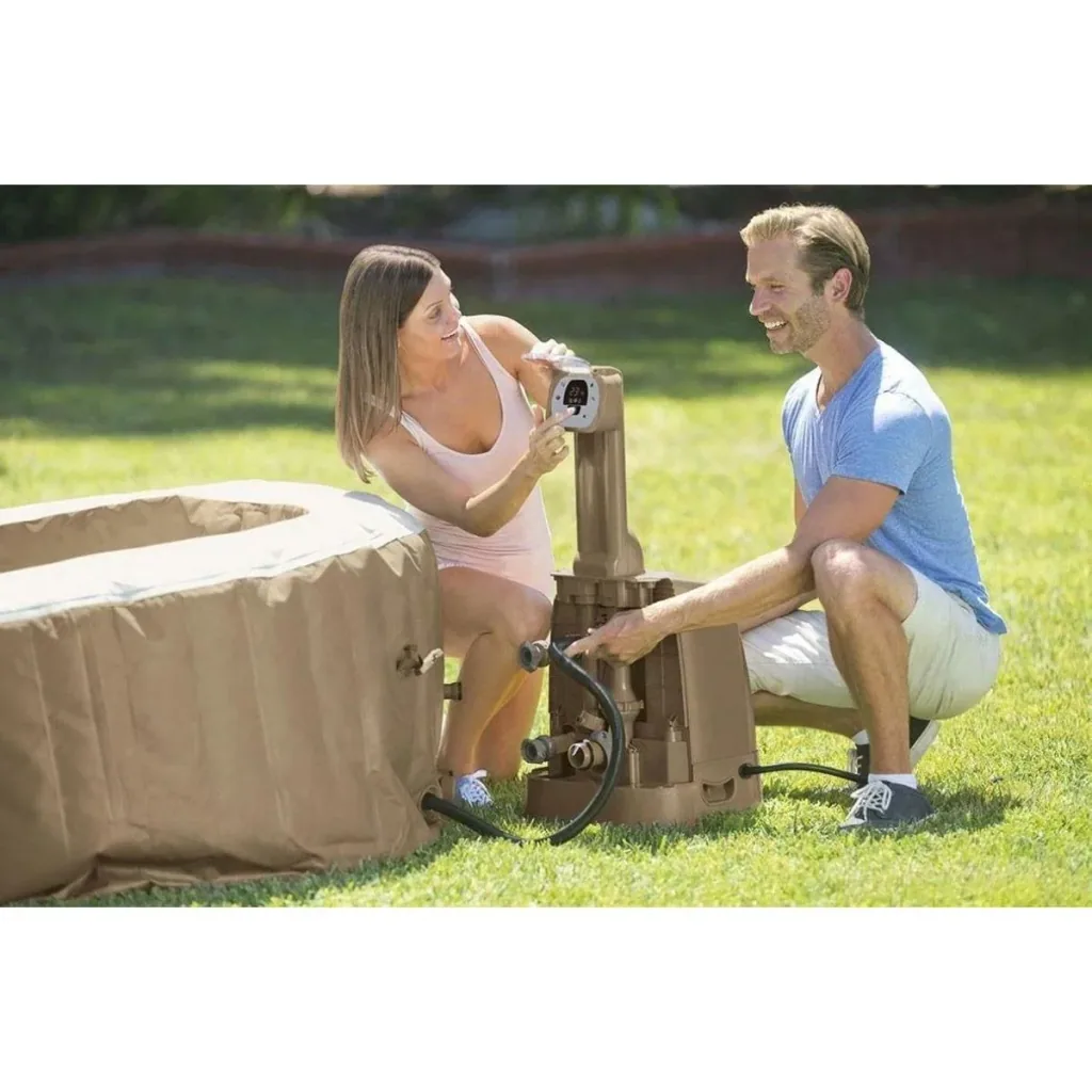 Aufblasbarer Jacuzzi Purespa | 4-Sitzer | Ø196 Cm | PVC | Beige
