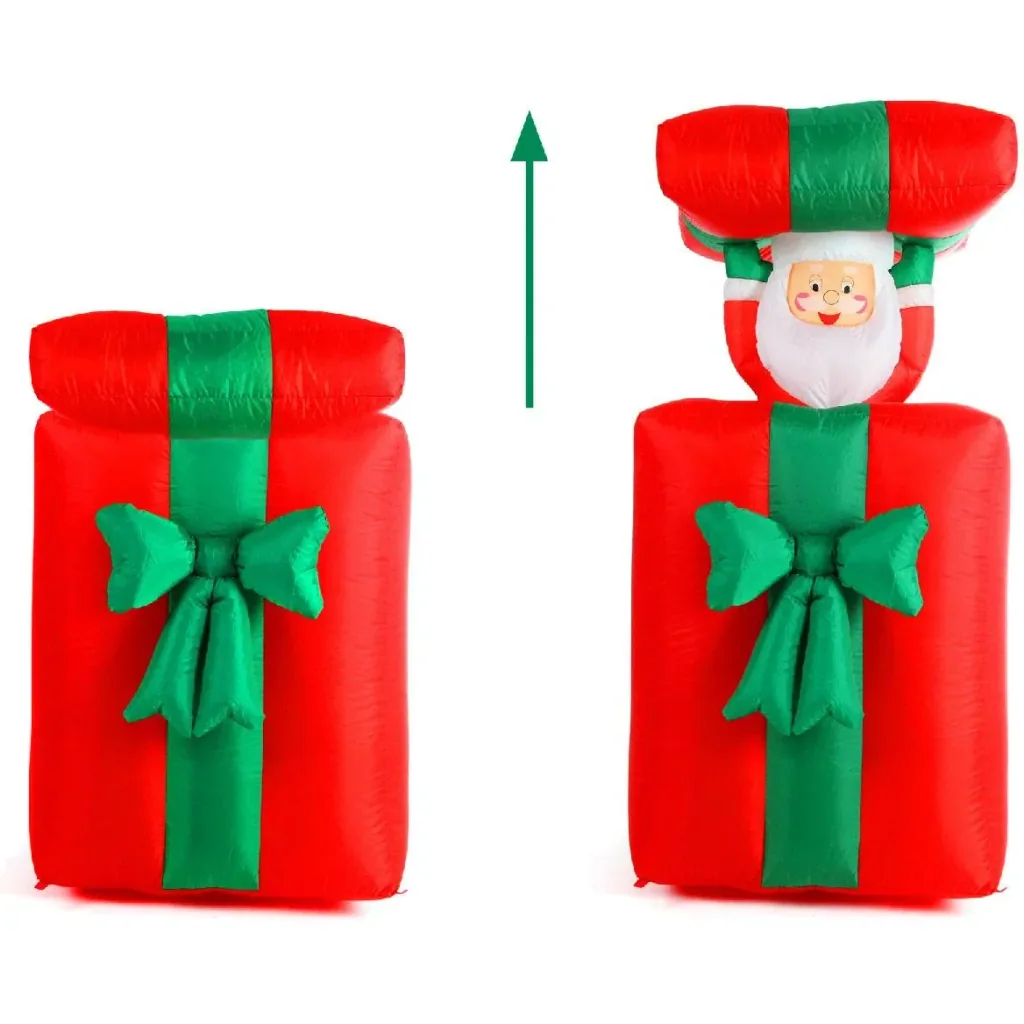 Weihnachtsmann in aufblasbarem Geschenk