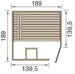 Massivholzsauna VALIDA Eck 2 Glastür + Fenster