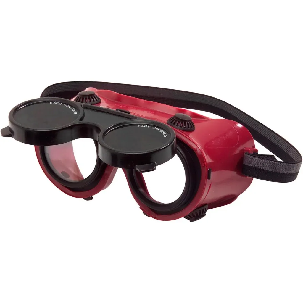 Zusammenklappbare Schweißerbrille mit elastischem Band
