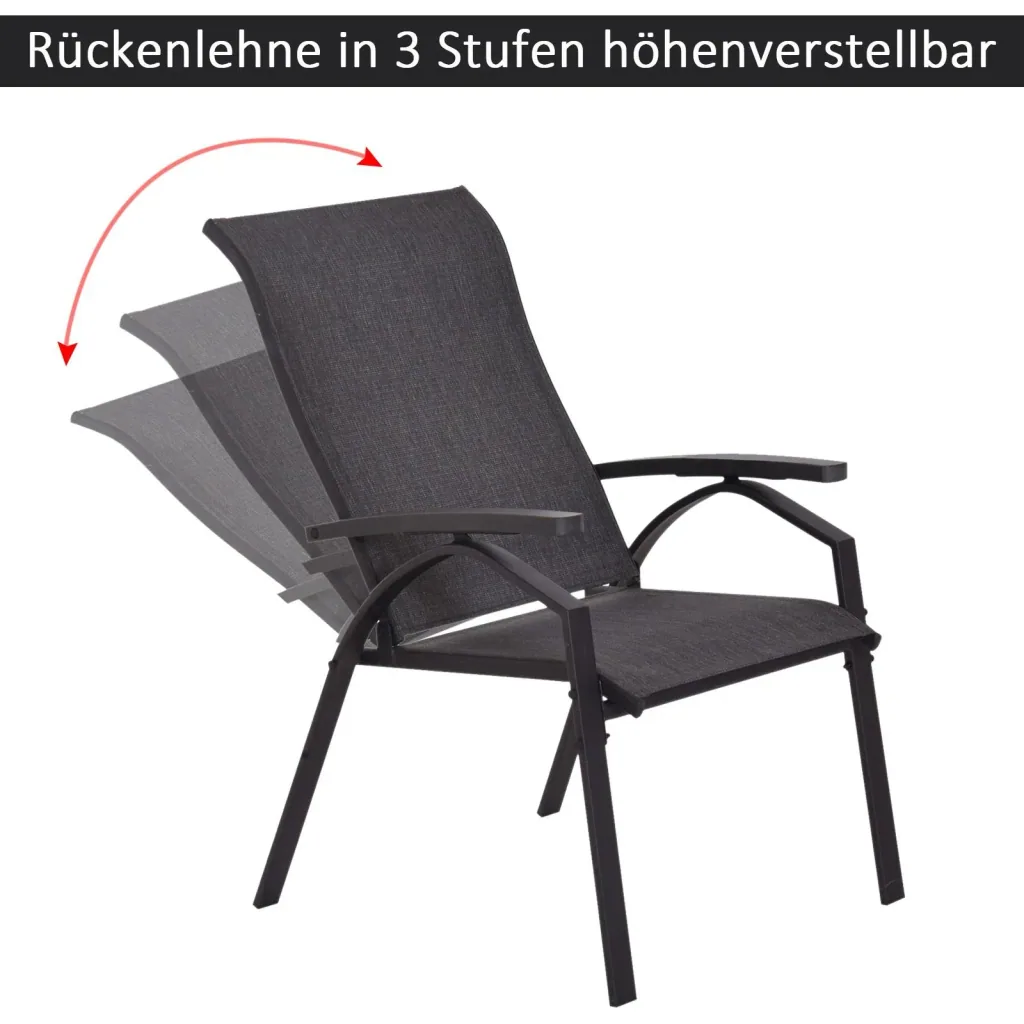 5 tlg, Gartengarnitur Gartensitzgruppe Gartentischset Gartenliege Gartenmöbel Grau 2 x Sessel 2 x Hocker 1 x Tisch