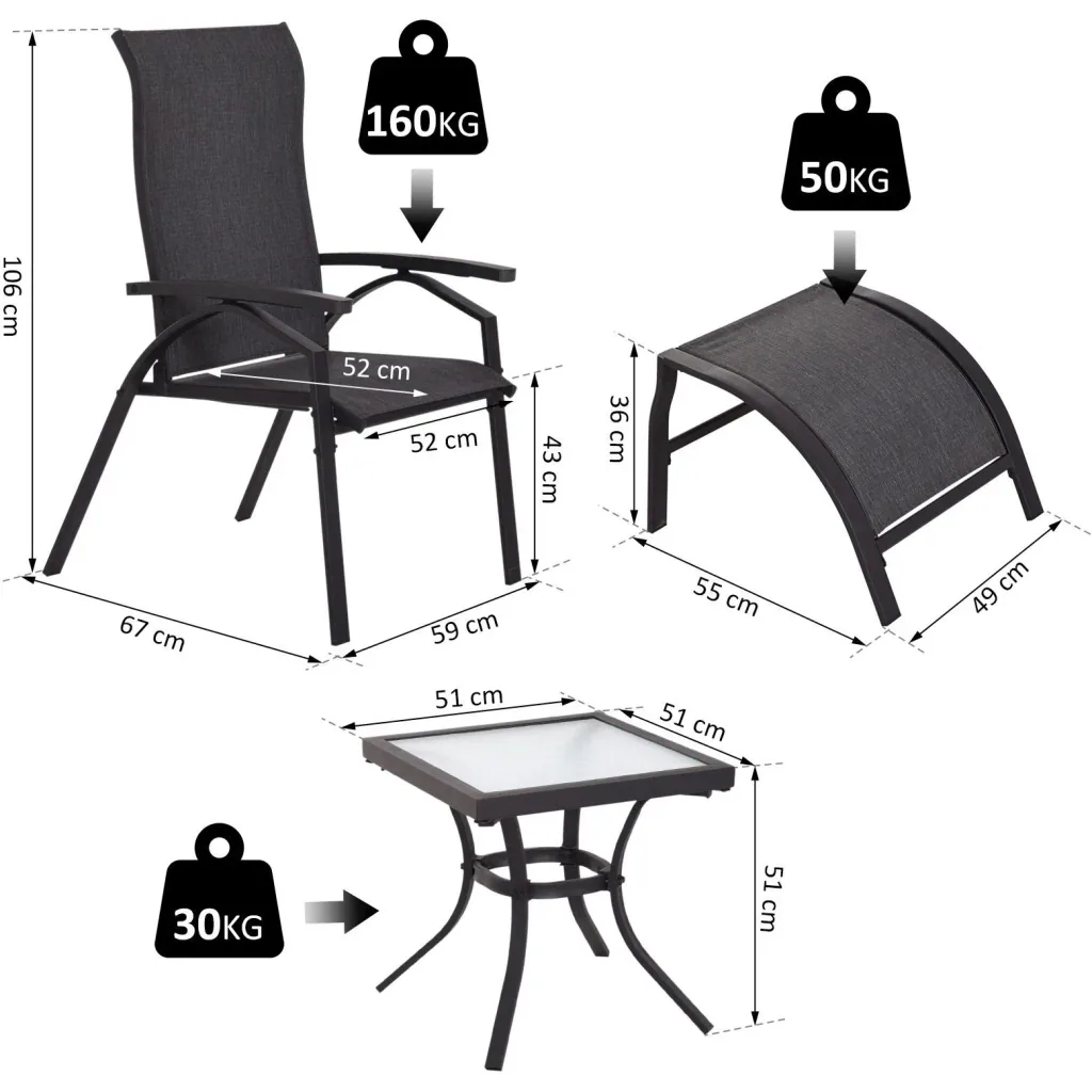 5 tlg, Gartengarnitur Gartensitzgruppe Gartentischset Gartenliege Gartenmöbel Grau 2 x Sessel 2 x Hocker 1 x Tisch