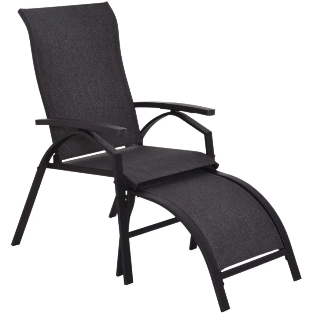 5 tlg, Gartengarnitur Gartensitzgruppe Gartentischset Gartenliege Gartenmöbel Grau 2 x Sessel 2 x Hocker 1 x Tisch