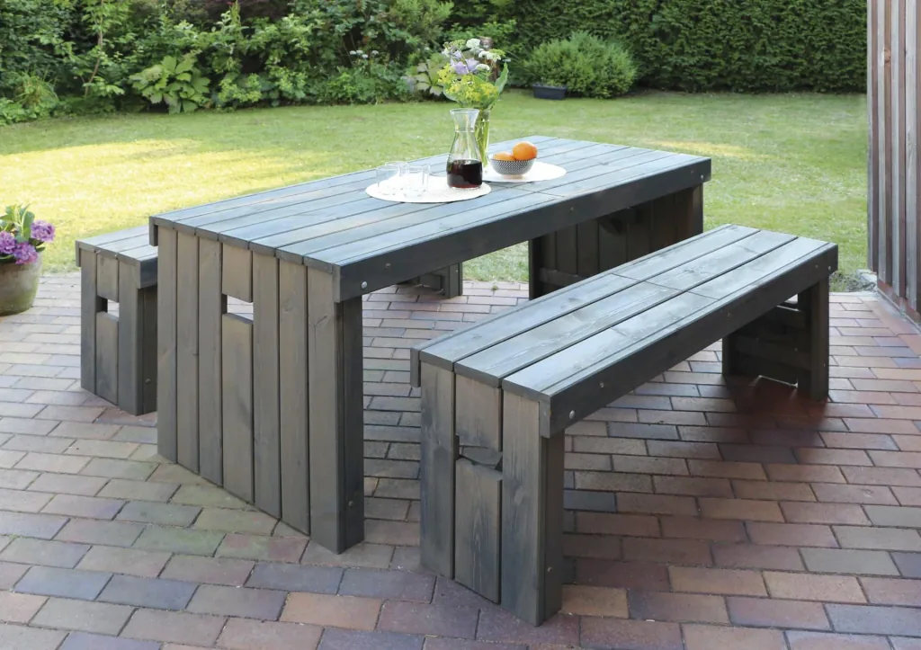 Holz-Garnitur Rotterdam grau