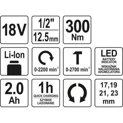 Akku-Schlagschrauber mit Steckdosen inkl. Koffer, Akku und Ladegerät - 18V - 300Nm
