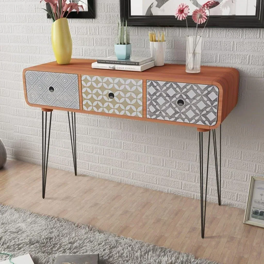 Wandtisch mit 3 Schubladen braun