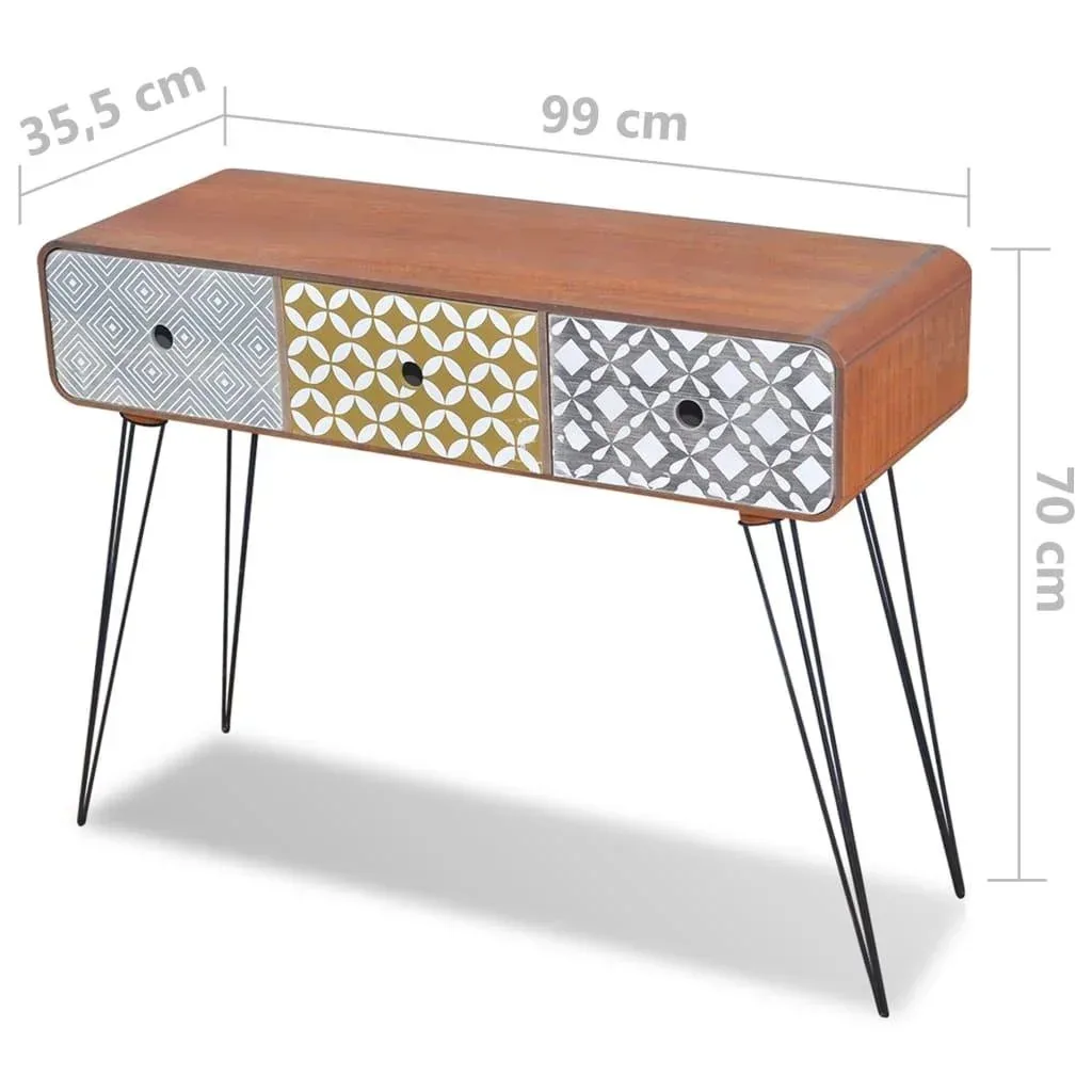 Wandtisch mit 3 Schubladen braun