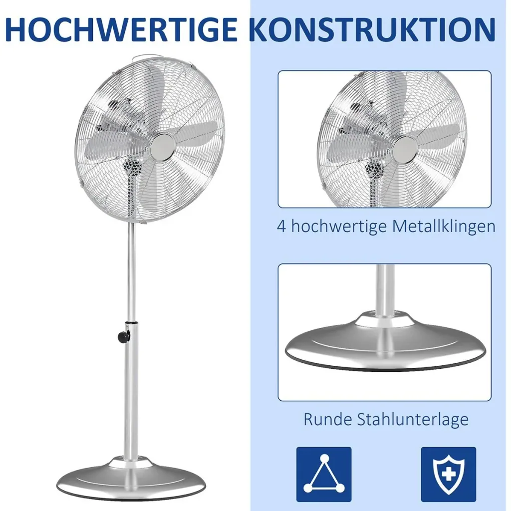 Standventilator mit 3 Geschwindigkeitsstufen silber