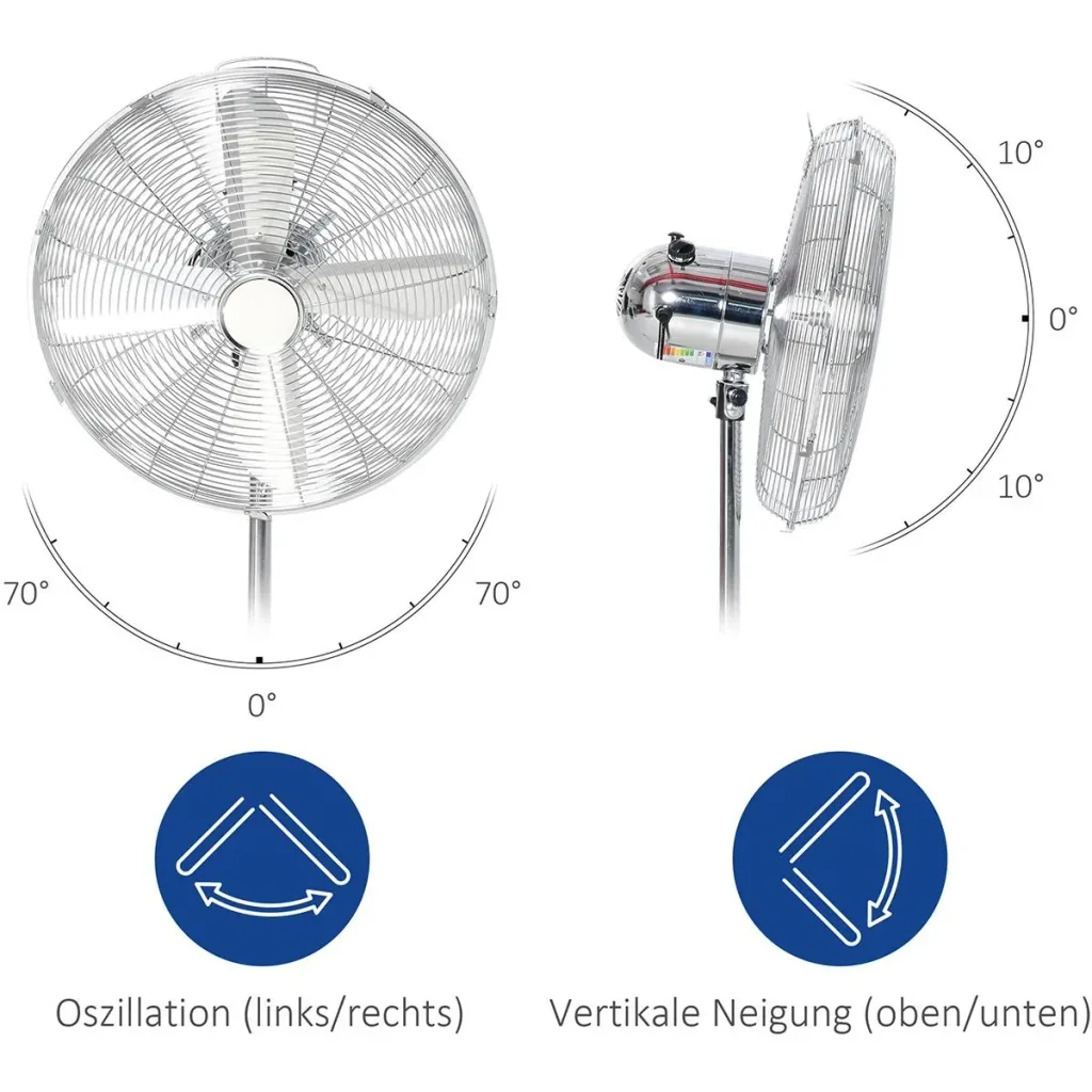 Standventilator mit 3 Geschwindigkeitsstufen silber