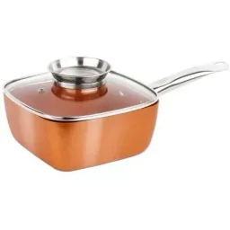 L 12-teiliges Kochgeschirr-Set - inklusive Deckel - Wokpfanne, Stieltopf, Grillpfanne, Bratpfanne - Kupfer - Aluminiumg