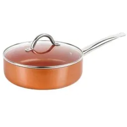 L 12-teiliges Kochgeschirr-Set - inklusive Deckel - Wokpfanne, Stieltopf, Grillpfanne, Bratpfanne - Kupfer - Aluminiumg