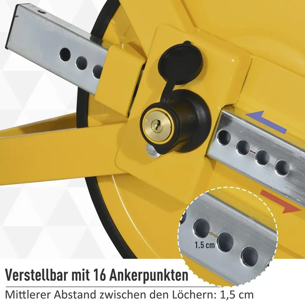 Radkralle Radklemmenschloss Parkkralle Reifenkralle Radschloss für Ø33-40,5 cm Räder mit Schutzscheibe 2 Schlüsseln 16-s