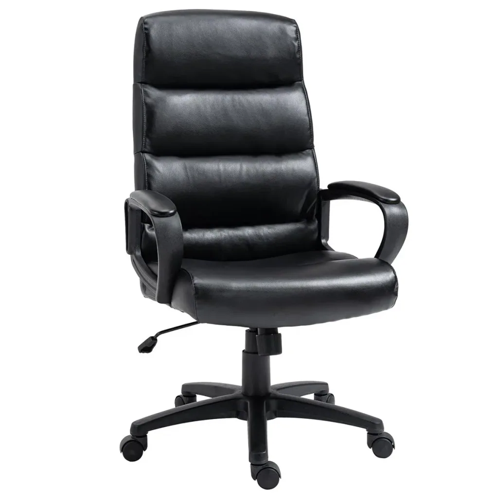 Bürostuhl Drehstuhl mit Rückenlehne Bürosessel Höhenverstellbar PU-kunststoff Schaumstoff Nylon Schwarz 66 x 66 x 107-11