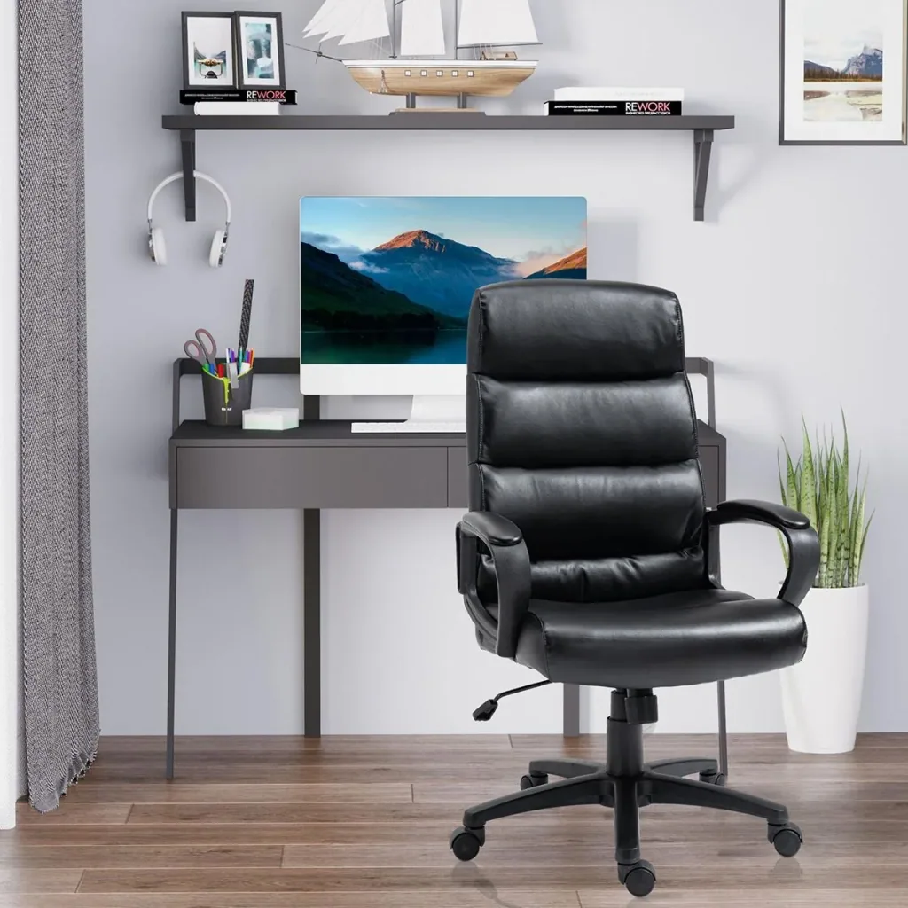 Bürostuhl Drehstuhl mit Rückenlehne Bürosessel Höhenverstellbar PU-kunststoff Schaumstoff Nylon Schwarz 66 x 66 x 107-11