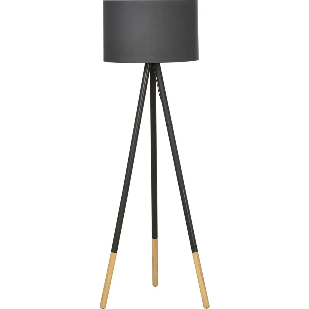 Design-Stehlampe mit Dreibein und Fußschalter Grau