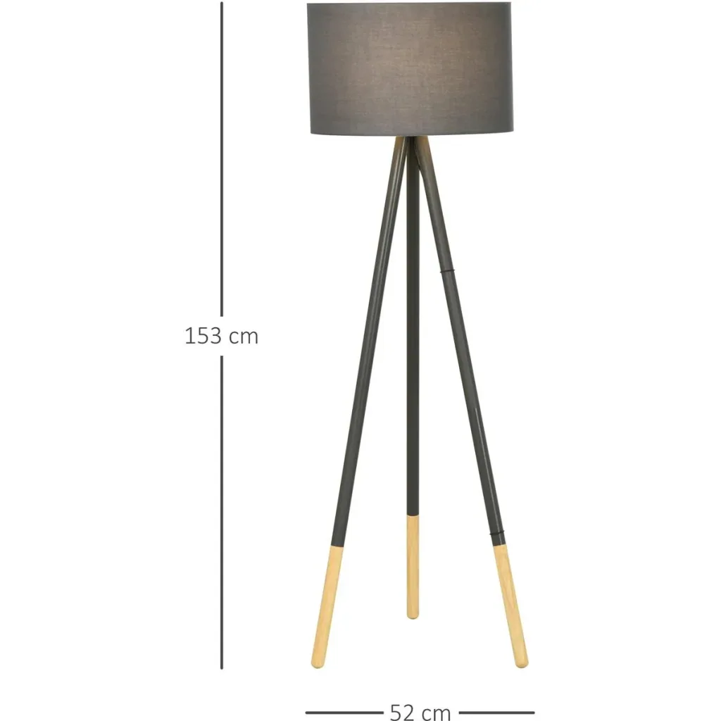 Design-Stehlampe mit Dreibein und Fußschalter Grau