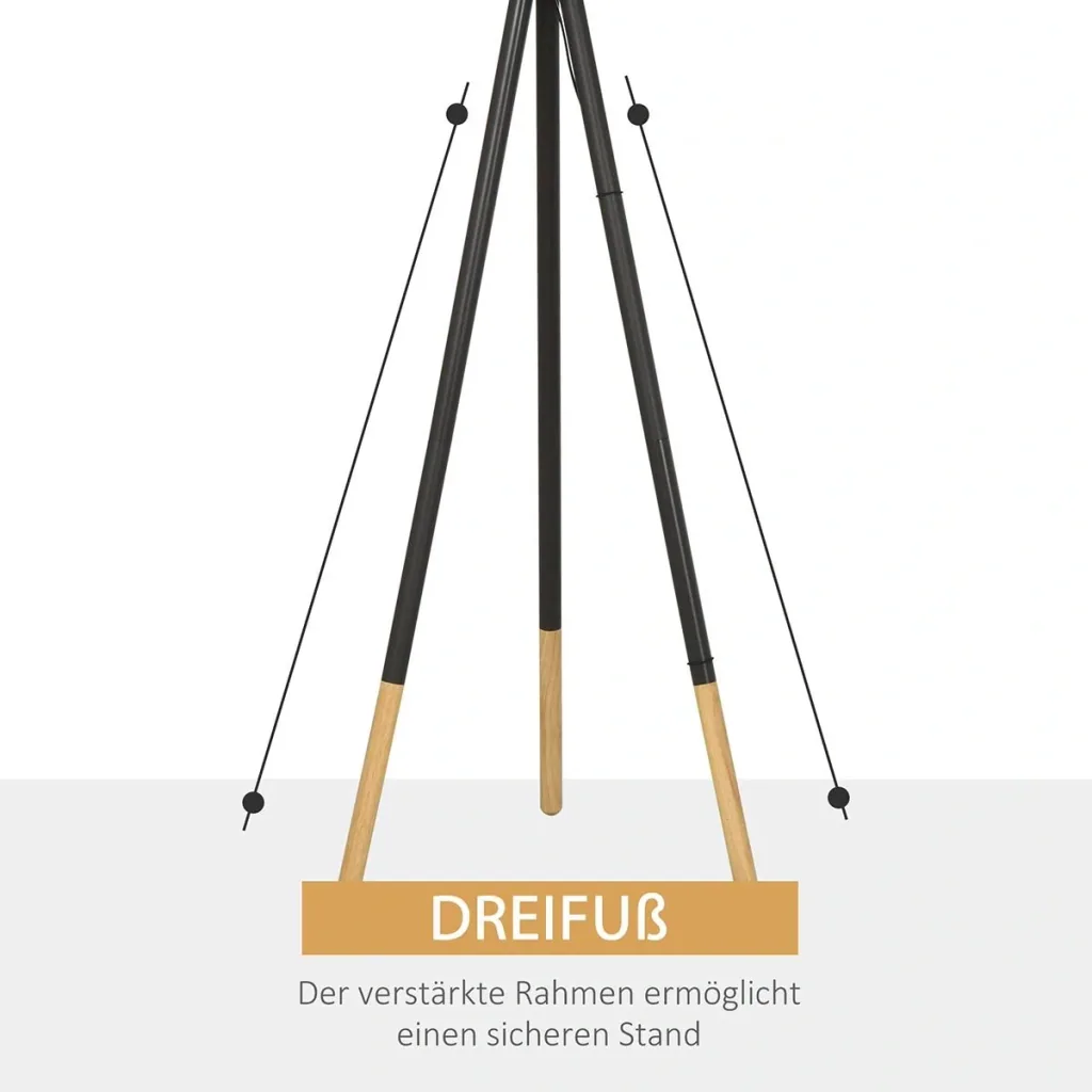 Design-Stehlampe mit Dreibein und Fußschalter Grau