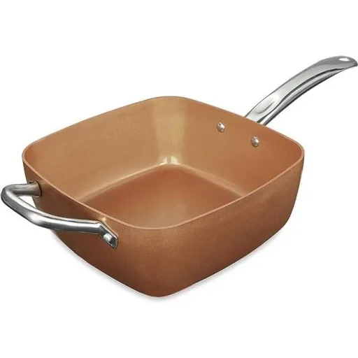 Quadratische Pfanne - Fritteuse - 2-in-1 - mit Korb - Kupfer