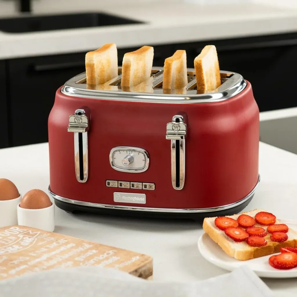Retro-Toaster - 4-Scheiben-Toaster - Rot