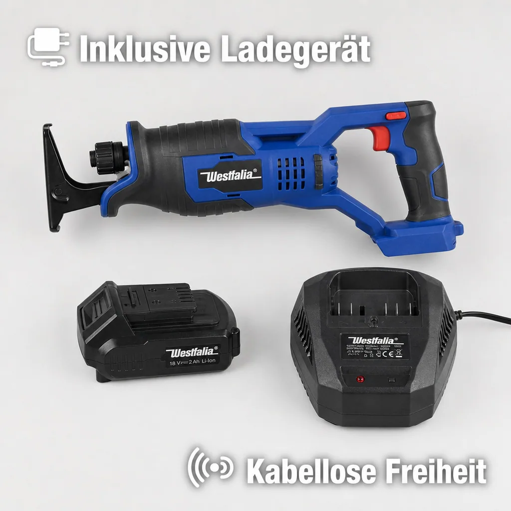 Säbelsäge ASSG18 18 V Li - Ion inklusive Akku 2,0 Ah und Ladegerät