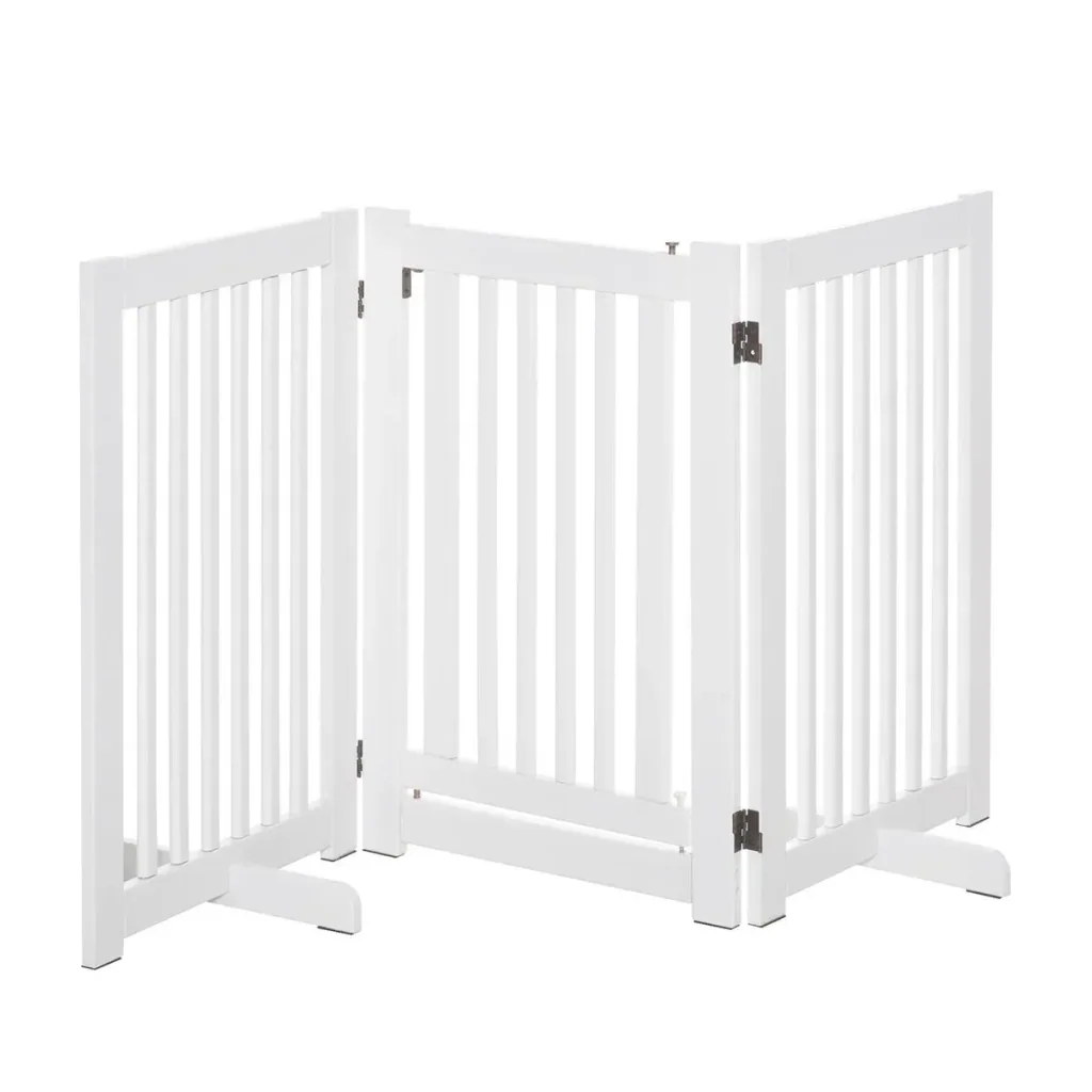 Absperrgitter für Hunde Schutzgitter Hundegitter Türschutzgitter Weiß 155 x 1,5 x 76 cm