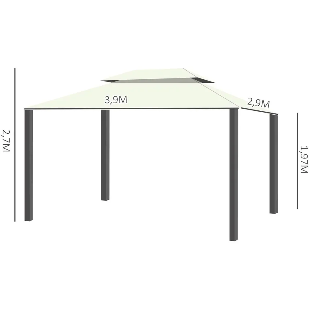 Gartenpavillon Pavillon Gartenzelt Festzelt Partyzelt mit 4 x Seitenwand wetterfest Aluminium Polyester Cremeweiß 3,9 x