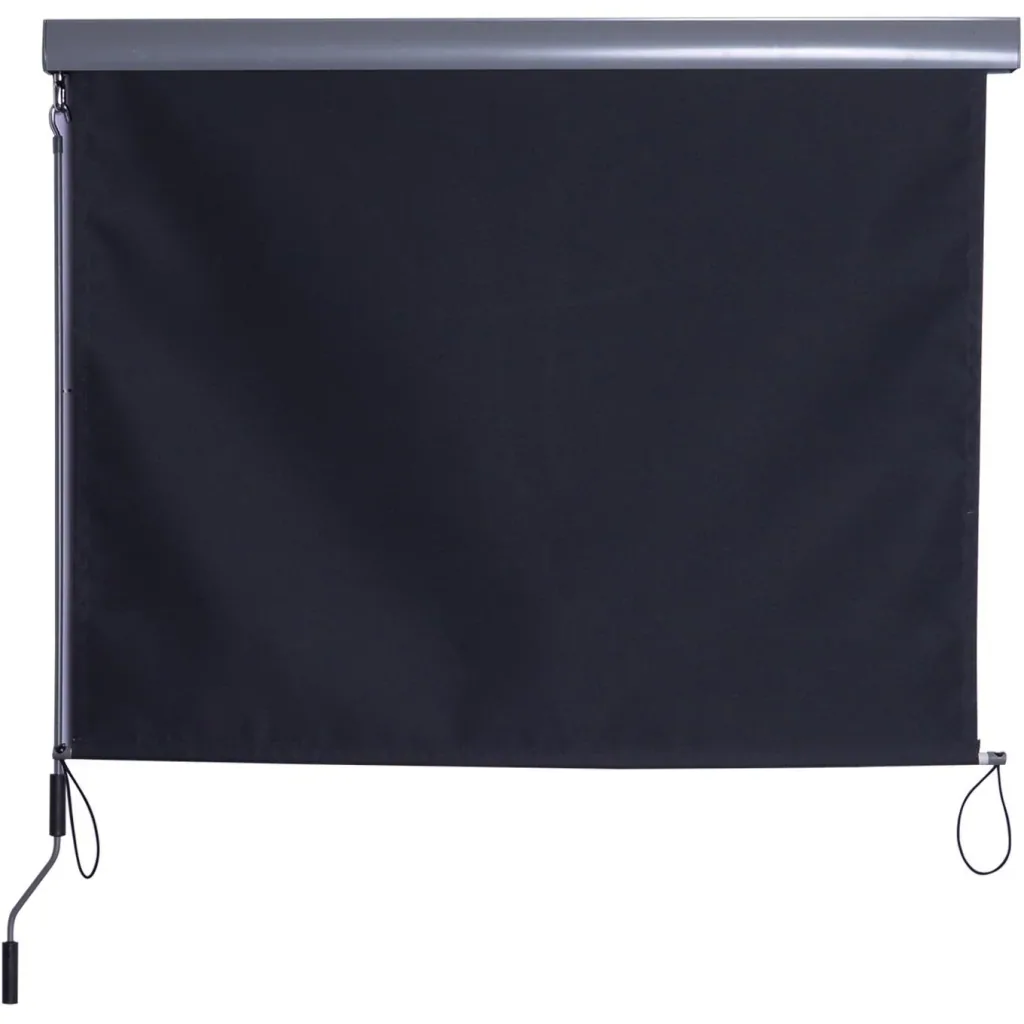 Windschutz Sonnenschutz Seitenrollo Sichtschutz mit Handkurbel Polyester + Aluminium Grau 140 x 200 cm
