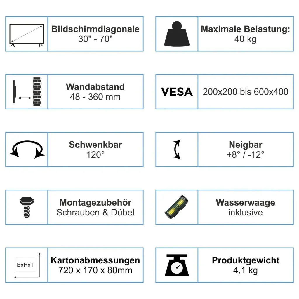 Mega LCD TV Wandhalter 32-70 Zoll