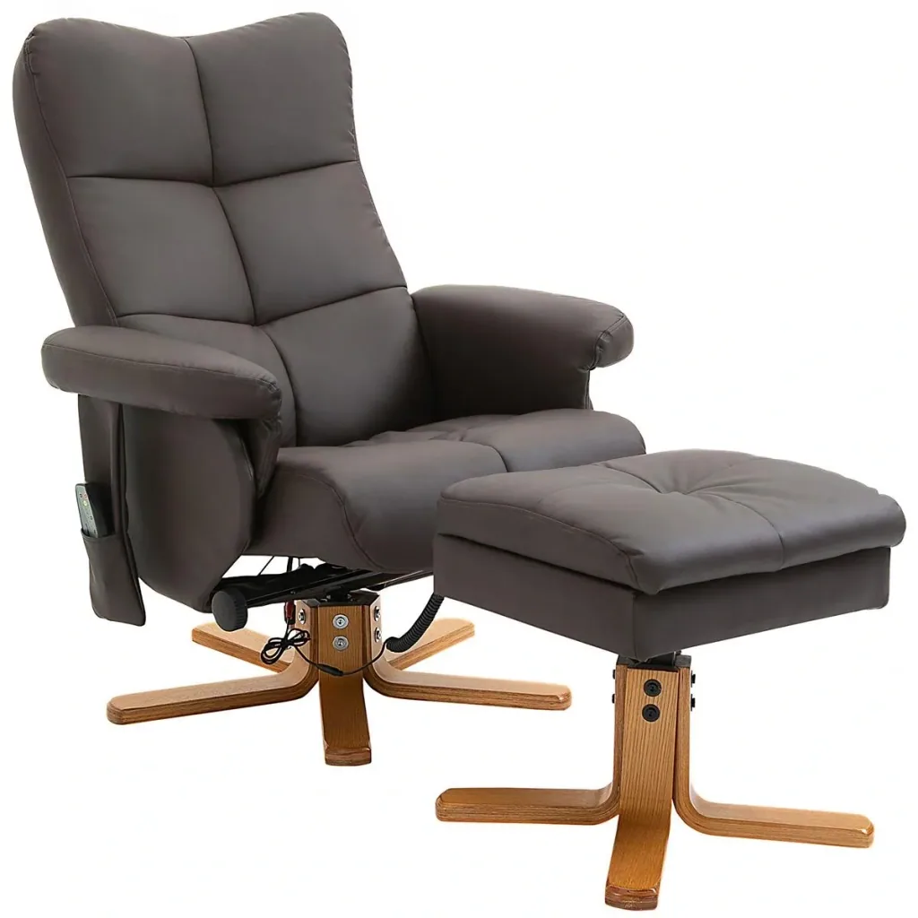 Massagesessel mit Fußhocker | Relaxsessel | Braun| 80 x 86 x 99 cm