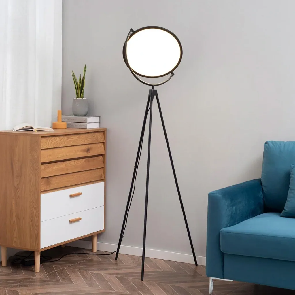 Stehlampe mit LED um 350 Grad verstellbar Stehleuchte Lampe Industrielle Standlampe ABS Schwarz 60 x 60 x 163 cm